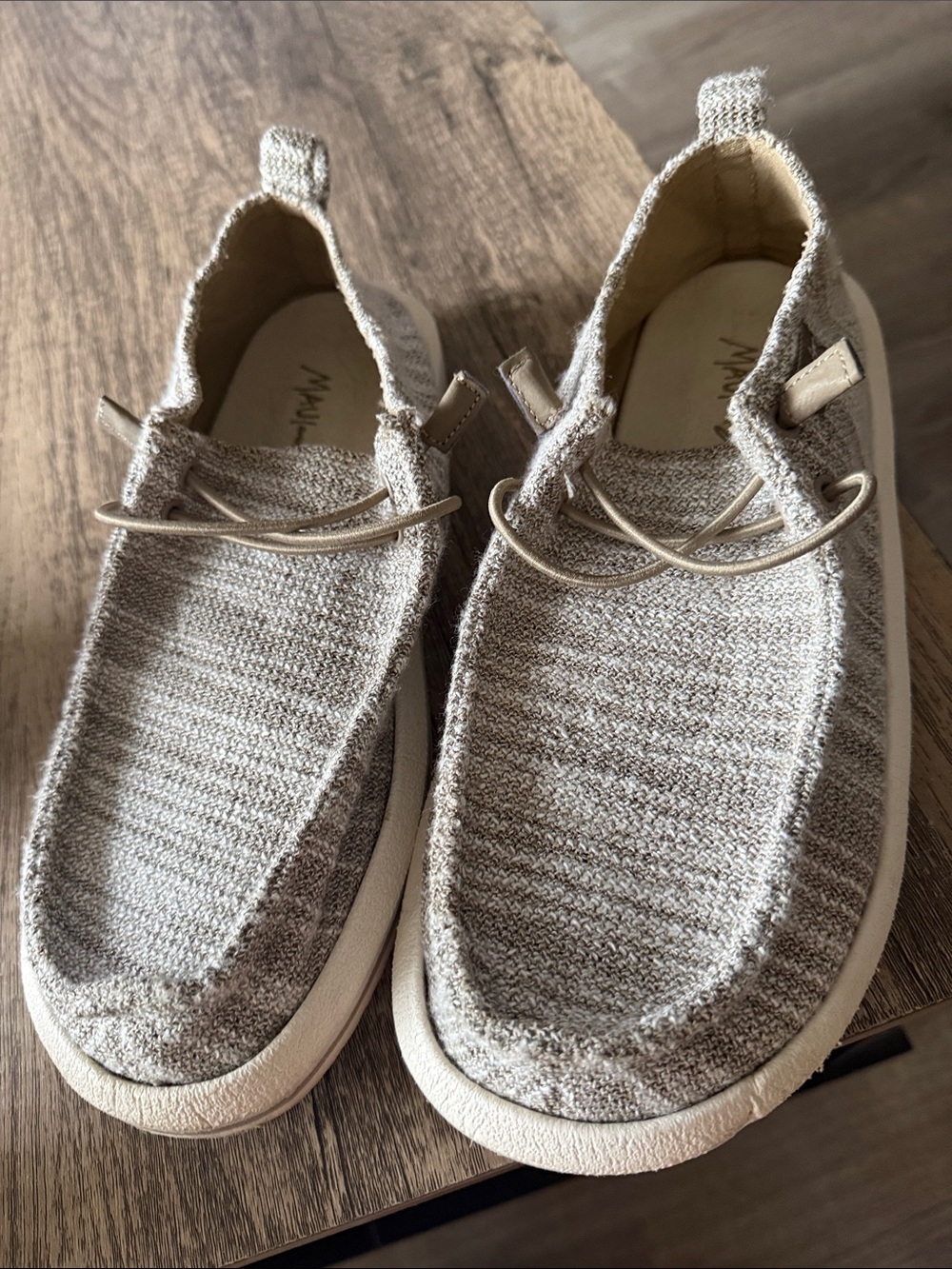Maui & Sons Knit Slip-On Sneakers in Heathered Taupe
